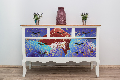 Autocolant pentru mobila Vagues de montagne de style asiatique