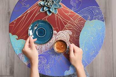 Autocolant pentru mobila Vagues de montagne de style asiatique