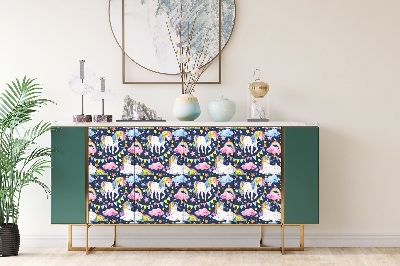 Folie autocolanta mobila Licorne arc-en-ciel