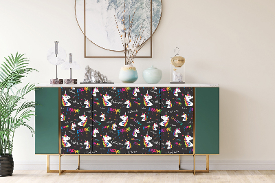 Folie autoadeziva pentru mobila Licornes arc-en-ciel