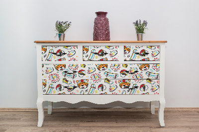 Folie autocolanta mobila Tigre sur un skateboard