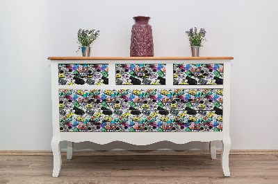 Autocolant pentru mobila Boombox à cassettes de musique rétro