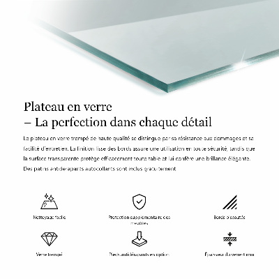 Plateau de table rectangulaire transparent