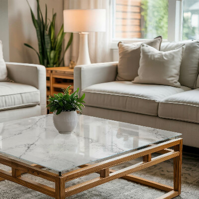 Plateau en verre Motif en marbre sur la surface