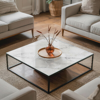 Plateau en verre Motif en marbre sur la surface