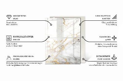 Plateau en verre Motif en marbre sur la surface