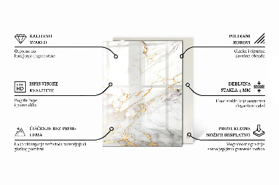 Plateau en verre Motif en marbre sur la surface