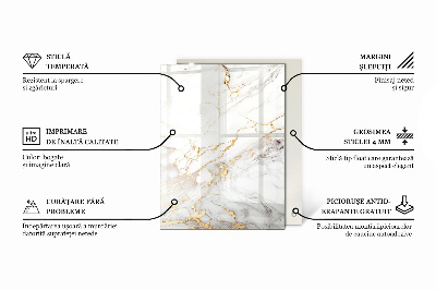 Plateau en verre Motif en marbre sur la surface