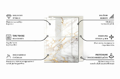 Plateau en verre Motif en marbre sur la surface