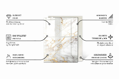Plateau en verre Motif en marbre sur la surface