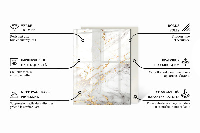 Plateau en verre Motifs en béton avec rayures