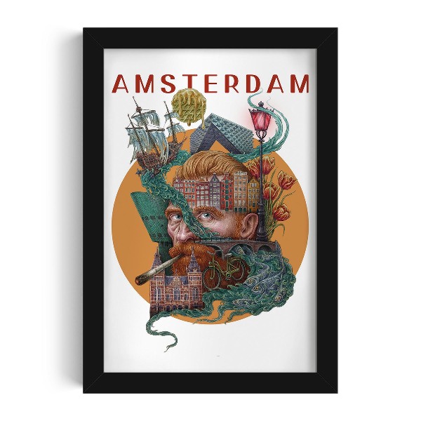 Tableau dans un cadre noir Amsterdam