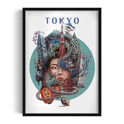 Tableau dans un cadre noir Tokyo