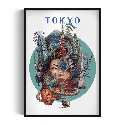 Tableau dans un cadre noir Tokyo