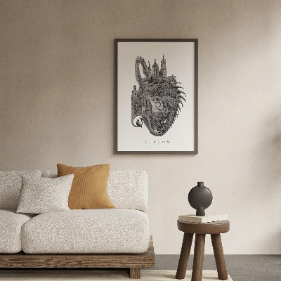 Tableau dans un cadre noir Cracovie en noir et blanc