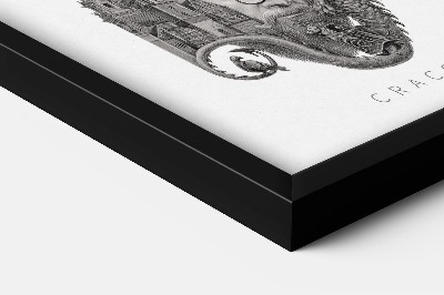 Tableau dans un cadre noir Cracovie en noir et blanc