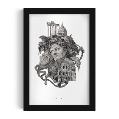 Tableau dans un cadre noir Rome noir et blanc