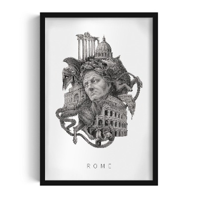 Tableau dans un cadre noir Rome noir et blanc