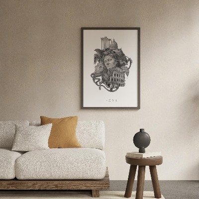 Tableau dans un cadre noir Rome noir et blanc
