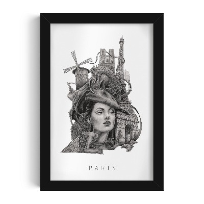 Tableau dans un cadre noir Paris noir et blanc