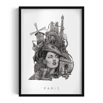 Tableau dans un cadre noir Paris noir et blanc