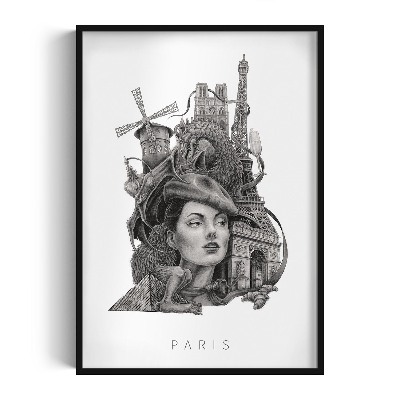 Tableau dans un cadre noir Paris noir et blanc
