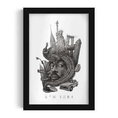 Tableau dans un cadre noir New York noir et blanc