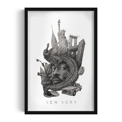 Tableau dans un cadre noir New York noir et blanc