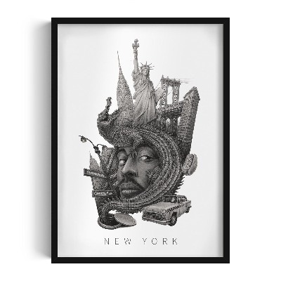 Tableau dans un cadre noir New York noir et blanc