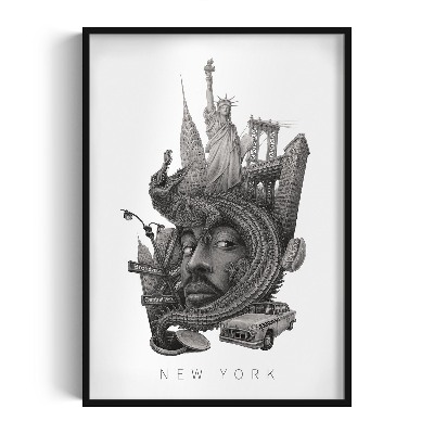 Tableau dans un cadre noir New York noir et blanc