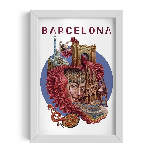 Tableau dans un cadre blanc Barcelone