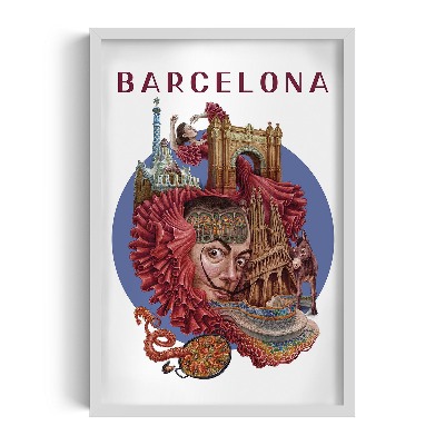 Tableau dans un cadre blanc Barcelone