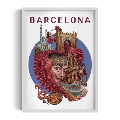 Tableau dans un cadre blanc Barcelone