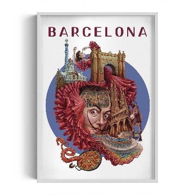 Tableau dans un cadre blanc Barcelone