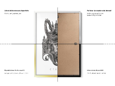 Tableau dans un cadre blanc Cracovie en noir et blanc