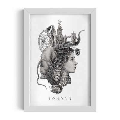 Tableau dans un cadre blanc Londres en noir et blanc