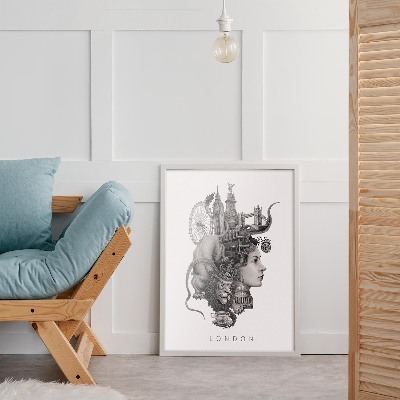 Tableau dans un cadre blanc Londres en noir et blanc