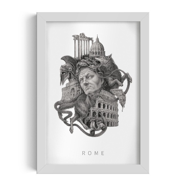 Tableau dans un cadre blanc Rome noir et blanc
