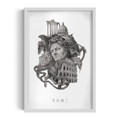 Tableau dans un cadre blanc Rome noir et blanc