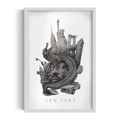 Tableau dans un cadre blanc New York noir et blanc