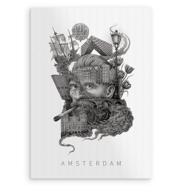 Tableau Amsterdam noir et blanc