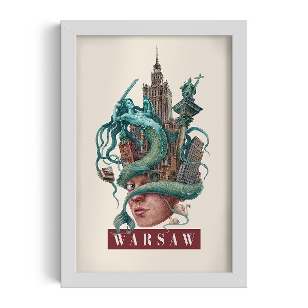 Tableau dans un cadre blanc Varsovie Vintage