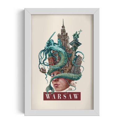 Tableau dans un cadre blanc Varsovie Vintage
