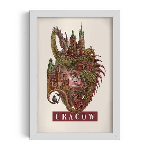 Tableau dans un cadre blanc Cracovie Vintage