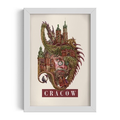 Tableau dans un cadre blanc Cracovie Vintage