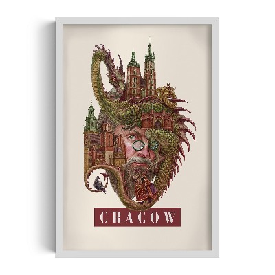 Tableau dans un cadre blanc Cracovie Vintage