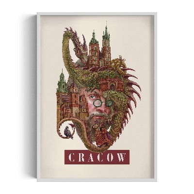 Tableau dans un cadre blanc Cracovie Vintage