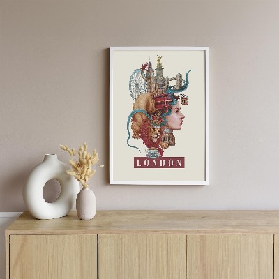 Tableau dans un cadre blanc Londres Vintage