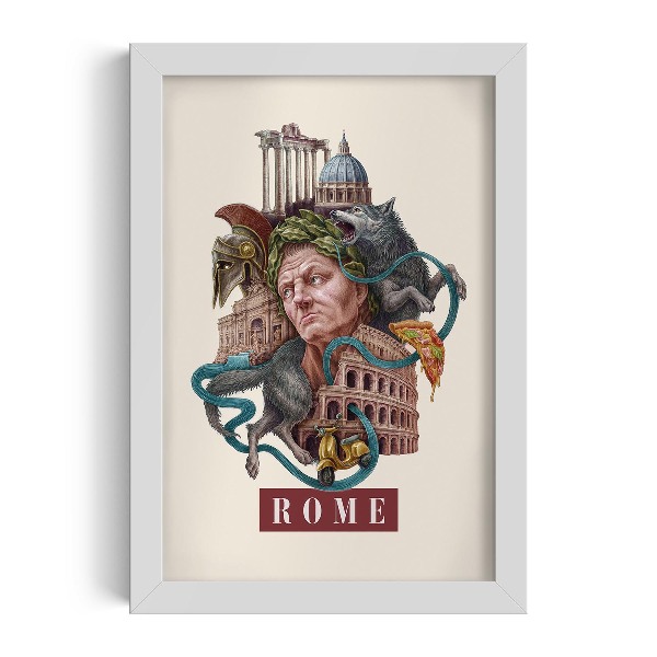 Tableau dans un cadre blanc Rome Vintage