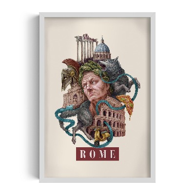 Tableau dans un cadre blanc Rome Vintage